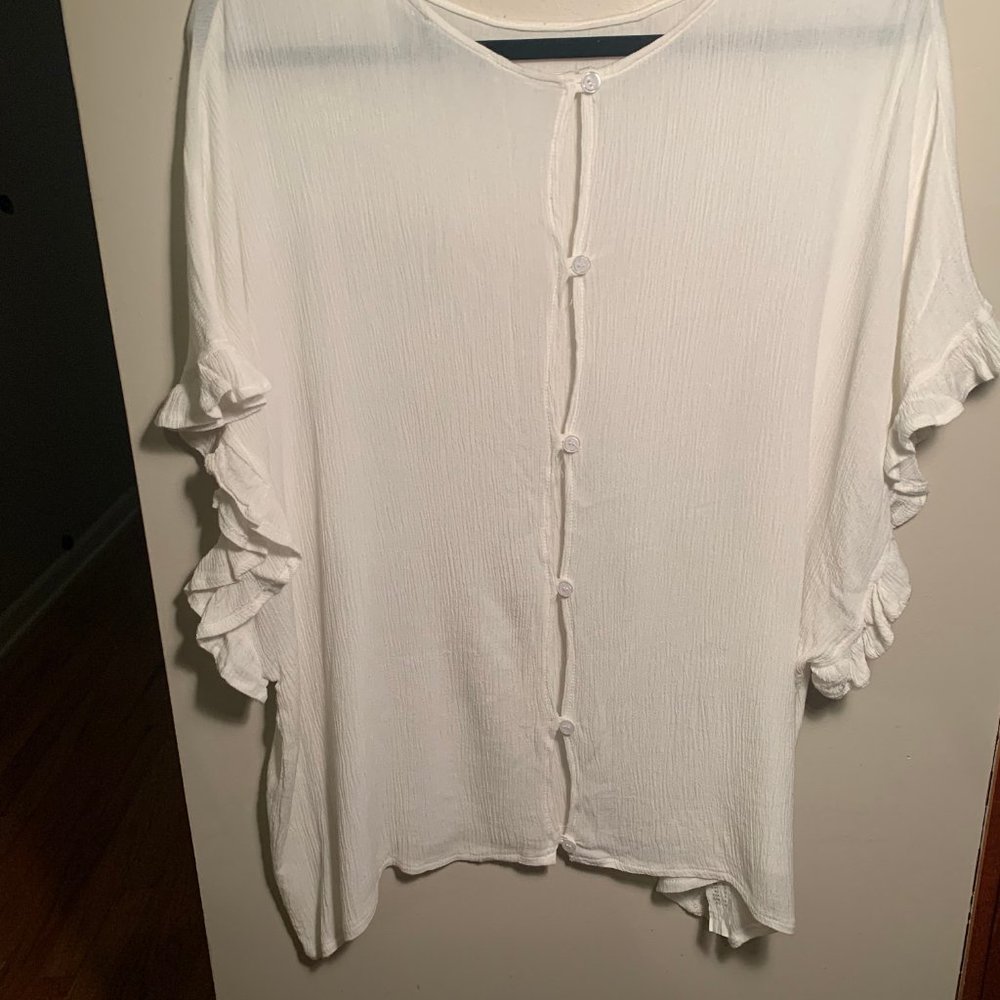 White Flutter Sleeve Blouse - image 3